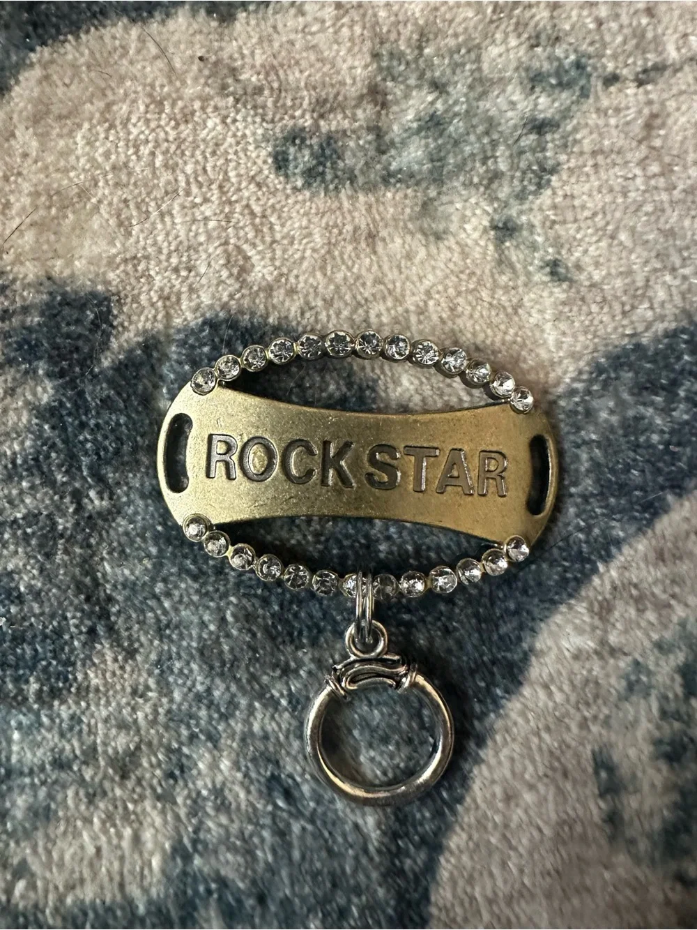 Magnetic Badge HolderRockstar Crystal Accent Pendant Jewelry Charm -Gold/Silver